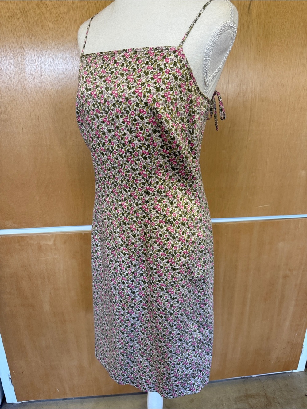 Ann Taylor Pink and Green Floral Midi Slip Dress